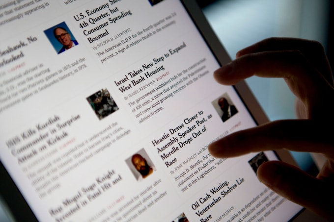 Tờ New York Times phiên bản điện tử đang tương đối thành công với 5,7 triệu đăng ký - Ảnh: NYT