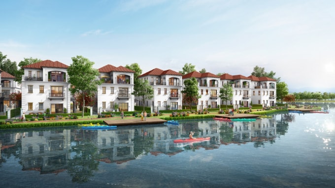 Không gian sống sinh thái chan hòa cây xanh, sông nước thiên nhiên tại Aqua City gây ấn tượng mạnh với cư dân đô thị.