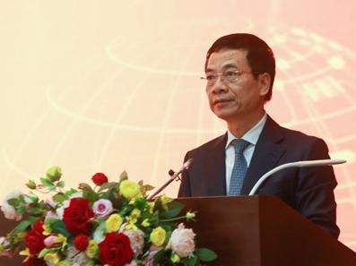 Bộ trưởng Nguyễn Mạnh Hùng phát biểu tại Lễ phát động. Ảnh: G.P