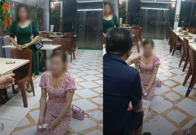 Hình ảnh phản cảm của đối tượng chủ quán Nhắng nướng Hiền Thiện. Ảnh cắt từ Clip