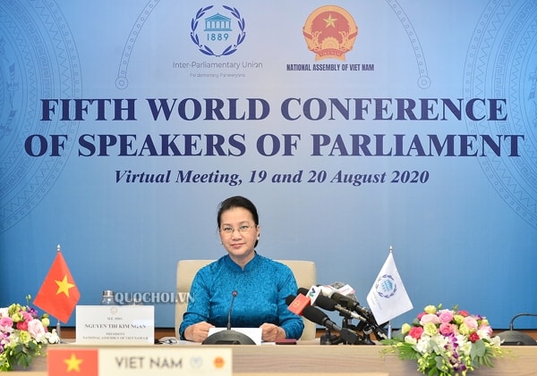 Chủ tịch Quốc hội Nguyễn Thị Kim Ngân phát biểu ý kiến thảo luận tại Hội nghị. Ảnh: quochoi.vn