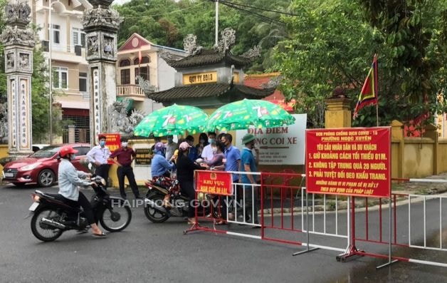 Chốt kiểm soát dịch bệnh phường Ngọc Xuyên (ảnh haiphong.gov.vn)