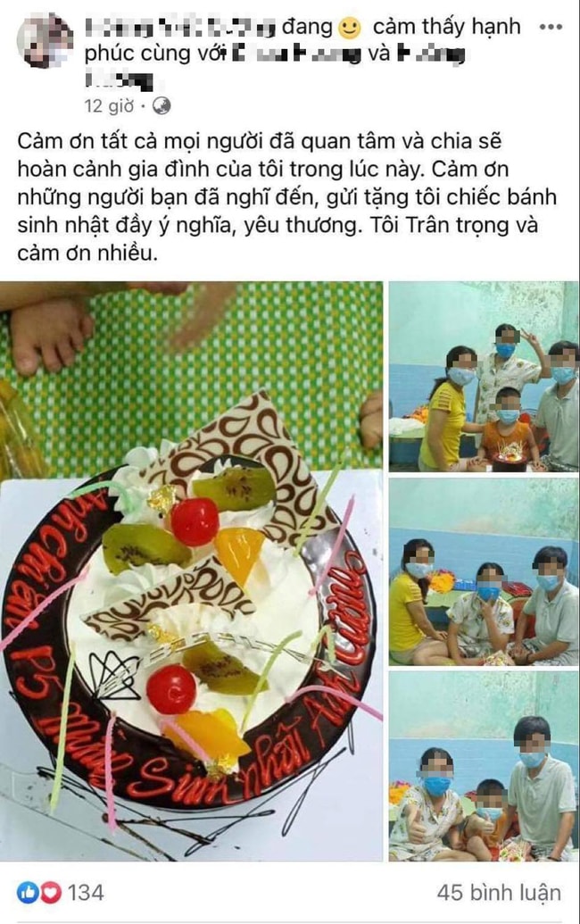 Ông H.V.C. tổ chức sinh nhật cùng vợ là bệnh nhân COVID-19 trong khu cách ly rồi chụp ảnh đưa lên Facebook. Ảnh: TL.