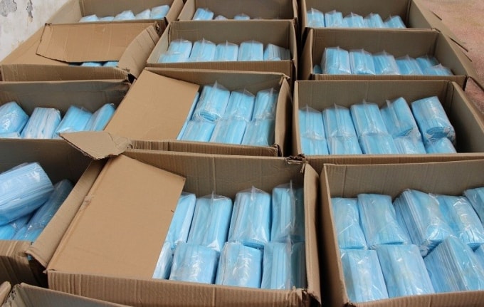 Số khẩu trang được thu giữ không rõ nguồn gốc xuất xứ tại Công an huyện Vĩnh Bảo
