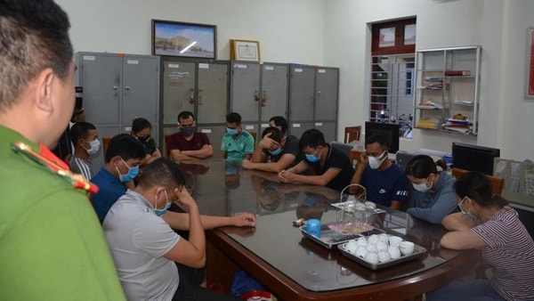 Các đối tượng tại cơ quan công an. Ảnh: Công an cung cấp