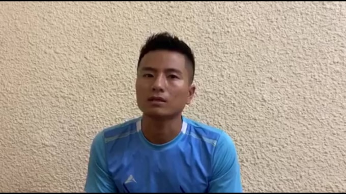 Nghi phạm Nguyễn Tiến Hân tại cơ quan công an.
