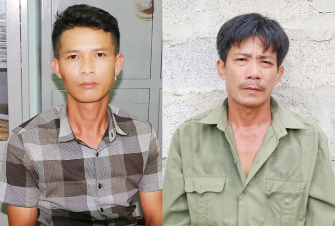 Hai đối tượng Lê Minh Đức và Nguyễn Đăng Thảo (bên phải)