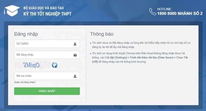 điểm thi đh