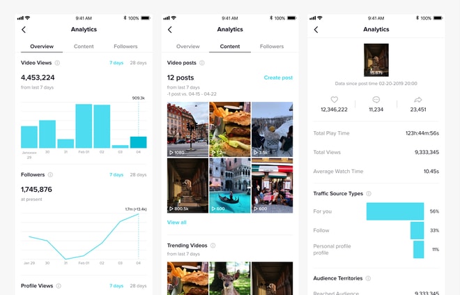 Một công cụ giúp phân tích số liệu người xem của TikTok. Ảnh: internet.