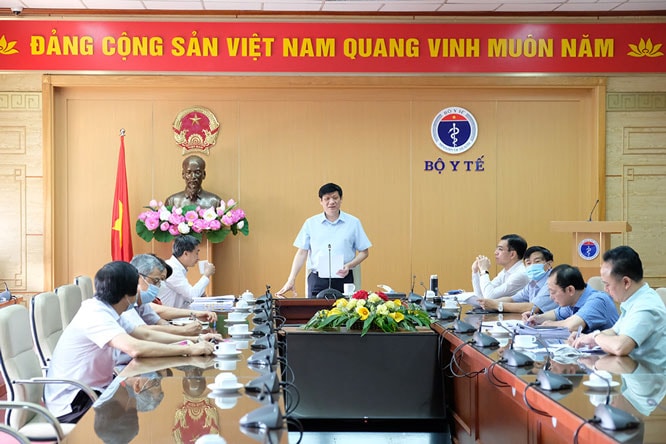Quang cảnh hội nghị tại điểm cầu Bộ Y tế. Ảnh: TL