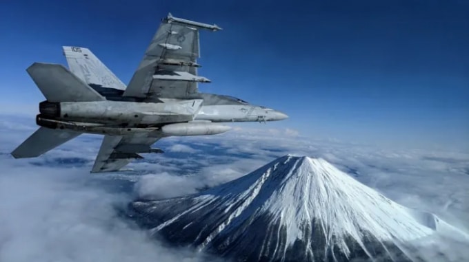 Một chiếc F / A-18F Super Hornet thực hiện các hoạt động bay phía trên Atsugi, Nhật Bản. Ảnh: Hải quân Hoa Kỳ