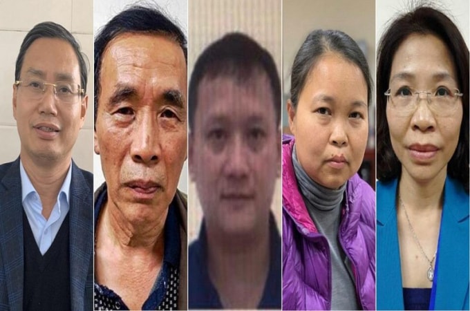 Bùi Quang Huy (ở giữa) cùng hàng loạt cán bộ Sở KH&ĐT liên quan đến Công ty Nhật Cường bị khởi tố.