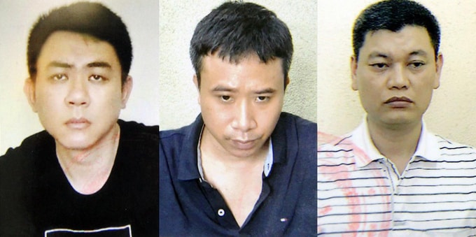 Các bị can Trung, Dũng, Ngọc (từ trái qua).