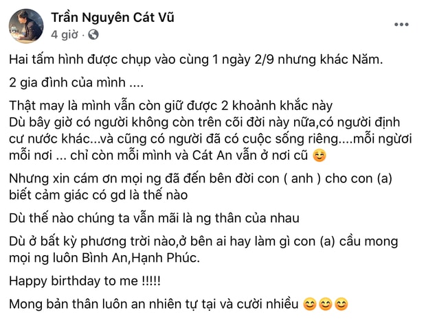 Dòng chia sẻ của Tim trên Facebook nhân ngày sinh nhật