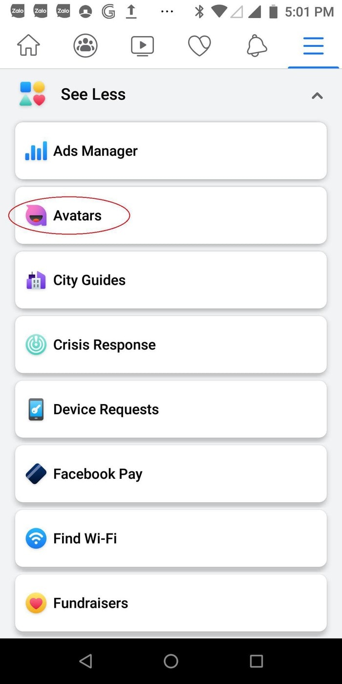 Bấm chọn “Avatar”. Sau đó đến bước tạo hình đầu tiên sẽ là chọn tông màu da phù hợp, rồi bấm “Next”. Ảnh: internet.
