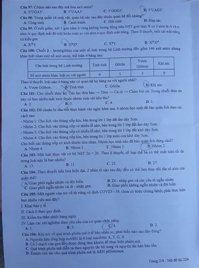 sinh học mã đề 224.- 1
