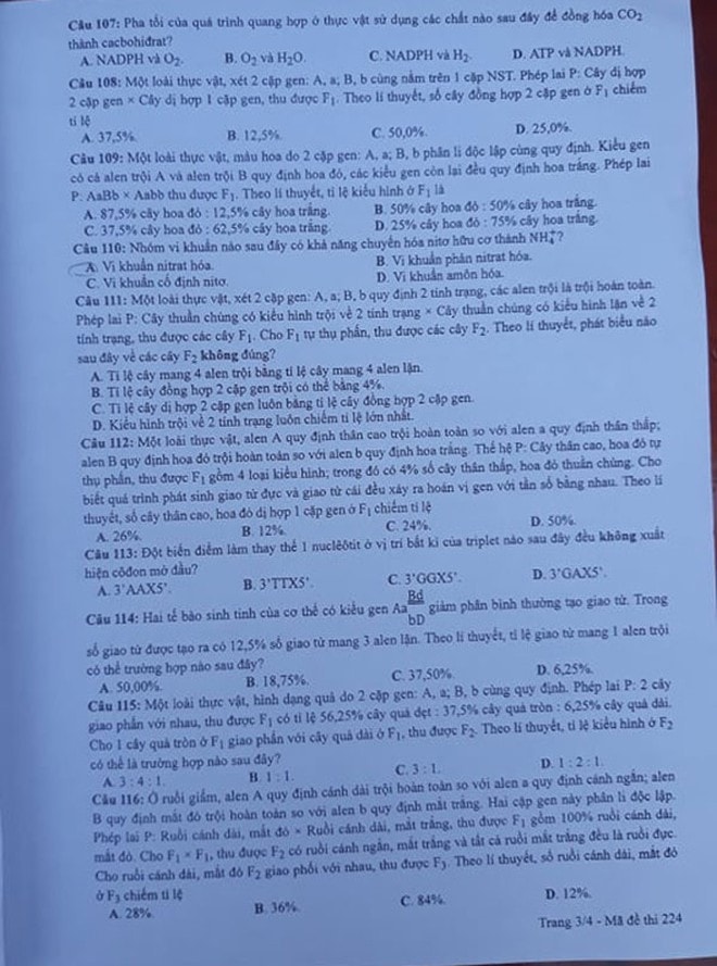 sinh học mã đề 224.- 2