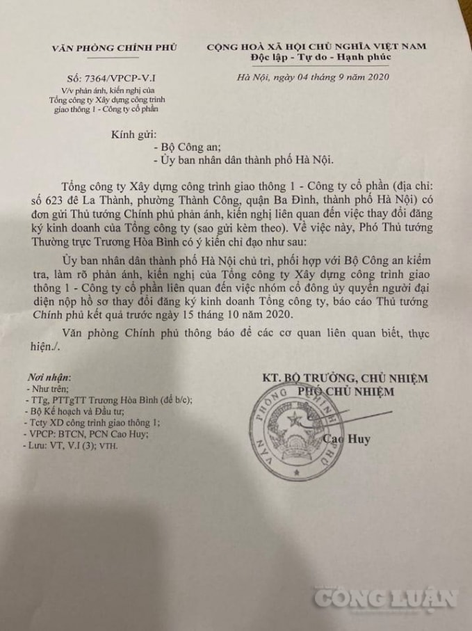 Văn bản chỉ đạo của Phó Thủ tướng Thường trực Trương Hòa Bình yêu cần làm rõ
