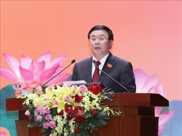 GS.TS Nguyễn Xuân Thắng, Bí thư Trung ương Đảng, Giám đốc Học viện Chính trị quốc gia Hồ Chí Minh phát biểu. Ảnh: TTXVN