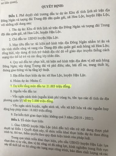Năm 2019, dự án được phê duyệt hơn 21 tỷ đồng nhưng sau hơn 1 năm , chủ đầu tư đề xuất