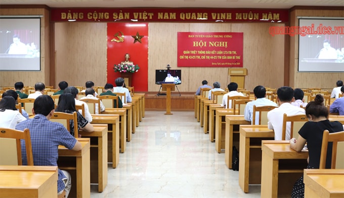 Quanh cảnh Hội nghị tại điểm cầu Quảng Ngãi. Ảnh: TL.