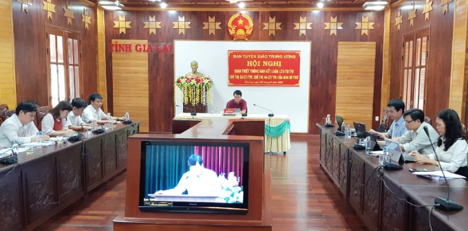 Quang cảnh hội nghị tại điểm cầu Gia Lai. Ảnh: Duy Lê.