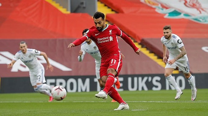 Tiền đạo Salah ghi bàn cho Liverpool ở ngay phút thứ 4. Ảnh: internet.