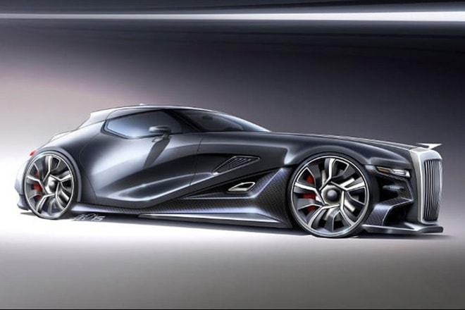 Bản phác thảo mẫu xe hiện đại Duesenberg GT của Alexander Opanasenko. Ảnh: TL