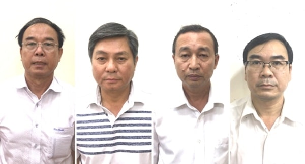 Cựu Phó chủ tịch UBND TP.HCM Nguyễn Thành Tài (góc trái) cùng 4 đồng phạm.