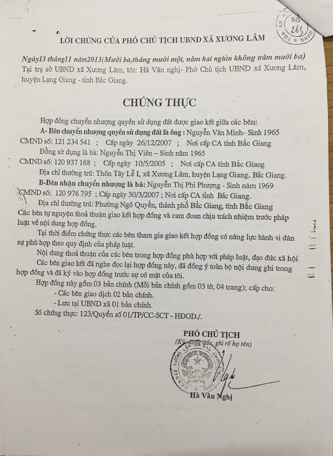 Chứng thực khống của ông Hà Văn Nghị.