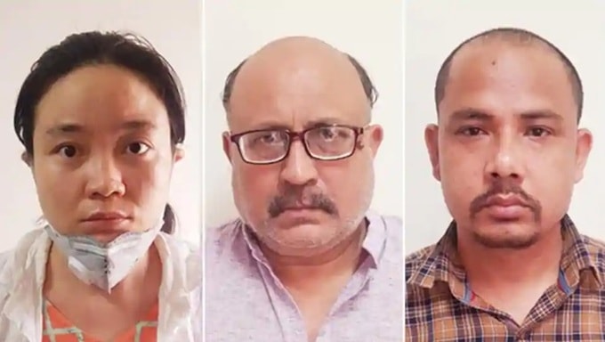 Từ trái qua phải: Qing Shi, nhà báo tự do Rajeev Sharma và Sher Singh, ba người bị cảnh sát Ấn Độ bắt đầu tuần này liên quan đến vụ bán thông tin mật. Ảnh: Indiatimes
