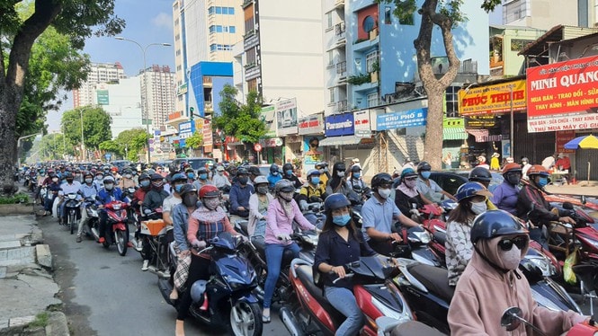 Vụ tai nạn khiến giao thông ùn tắc. Ảnh: internet.