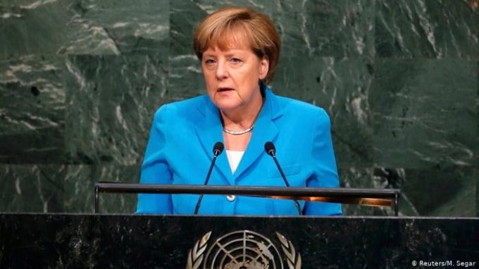 Thủ tướng Đức Angela Merkel kêu gọi cải tổ Liên Hợp Quốc và các quốc gia cần tăng cường đoàn kết - Ảnh: Reuters