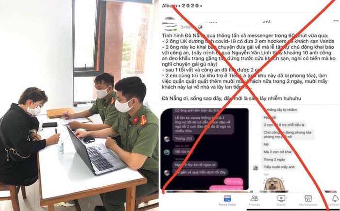 Công an TP. Đà Nẵng xử phạt cá nhân tung tin sai sự thật về bệnh nhân. Ảnh: VGP