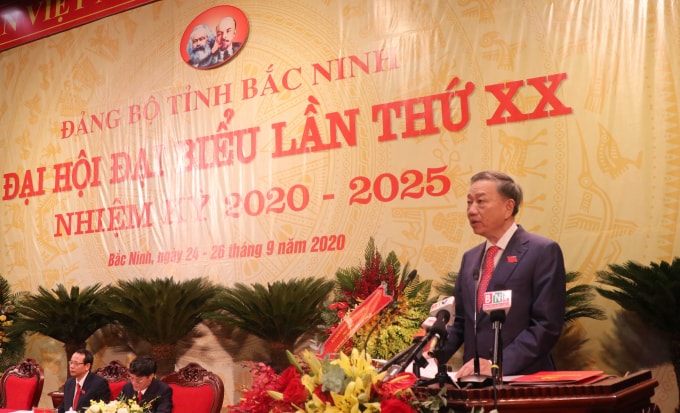 Đại tướng Tô Lâm - Ủy viên Bộ Chính trị, Bộ trưởng Bộ Công an phát biểu chỉ đạo Đại Hội