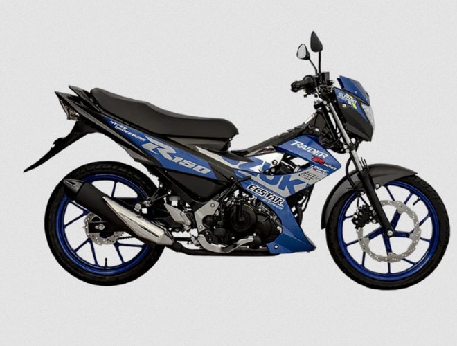 Suzuki Raider R150 2020 Team Suzuki Ecstar được trang bị động cơ DOHC 4 thì, với dung tích 147,3 cc, thiết kế 4 valve, cho công suất tối đa khi vận hành là 15 mã lực và mô-men xoắn cực đại 12,4 Nm tại 8.500 vòng/phút, đi kèm với hộp số 6 cấp. Ảnh: danviet.