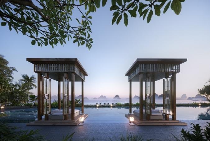Khu vực pool bar tại dự án InterContinental Halong Bay. Ảnh: BimGroup.