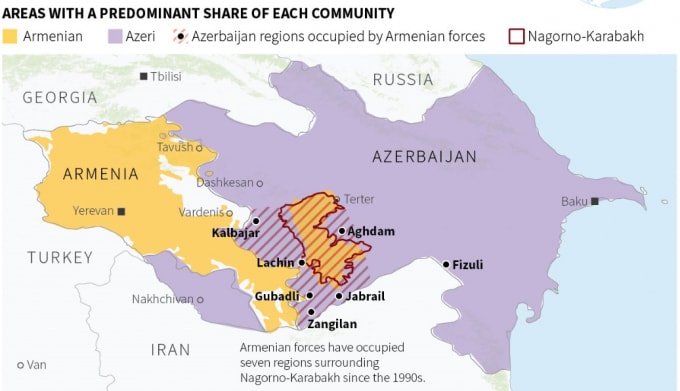 Xung đột lại bùng phát ở Nagorno - Karabakh giữa các lực lượng Armenia và Azerbaijan