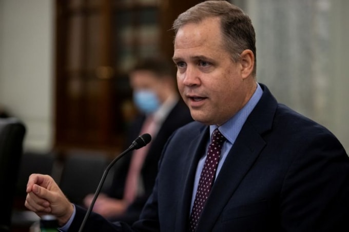 Quản trị viên NASA Jim Bridenstine làm chứng trước ủy ban Thương mại, Khoa học và Giao thông Thượng viện Hoa Kỳ, tại Quốc hội Hoa Kỳ, ngày 30 tháng 9 năm 2020 - Ảnh: Reuters