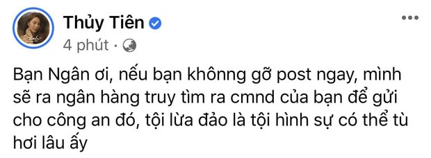 Thuỷ Tiên từng bị 1 cá nhân giả mạo thông tin, số tài khoản chuyển tiền