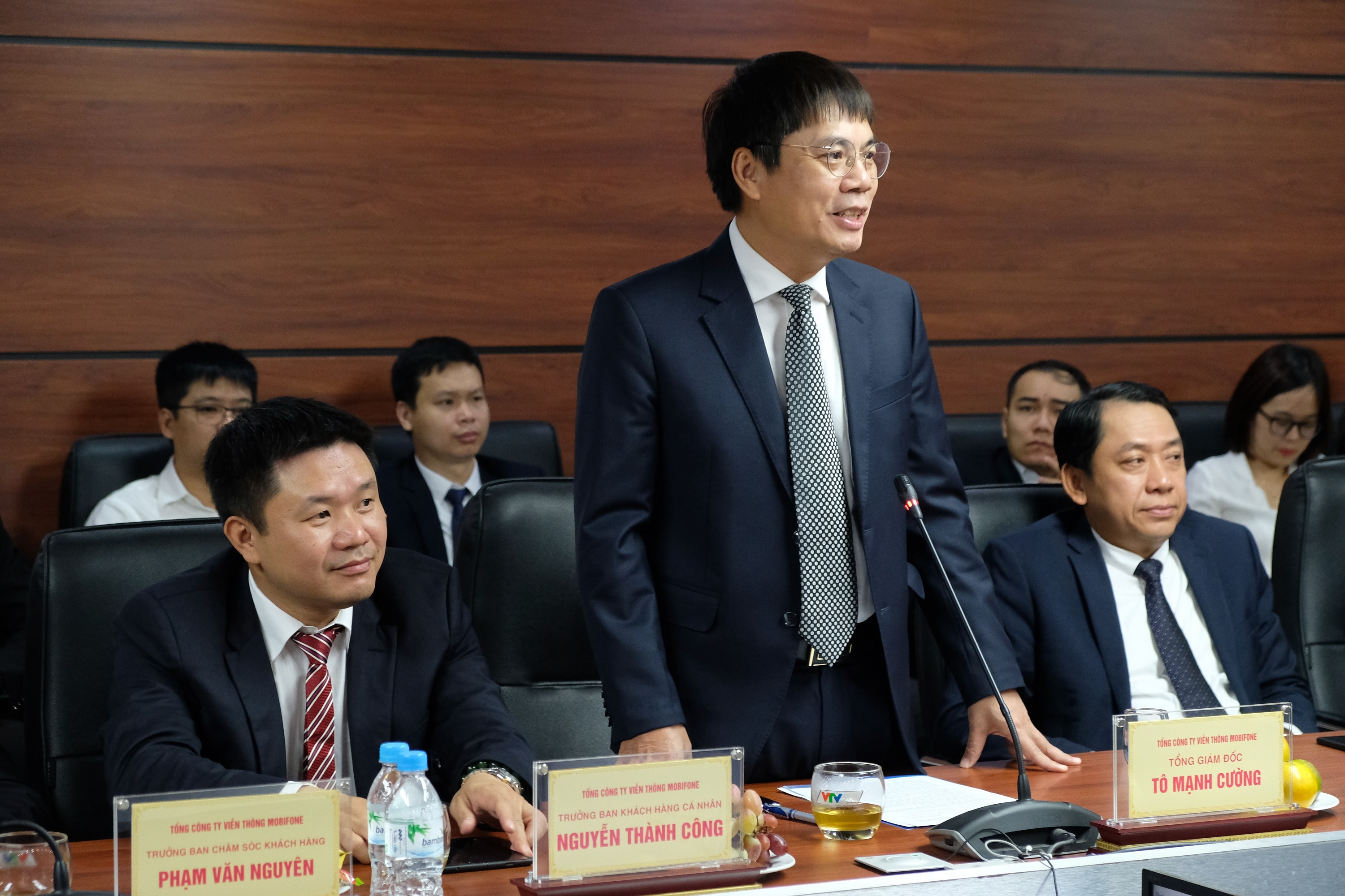 Ông Tô Mạnh Cường - Tổng Giám đốc Tổng công ty Viễn thông MobiFone phát biểu tại buổi lễ. Ảnh: TM