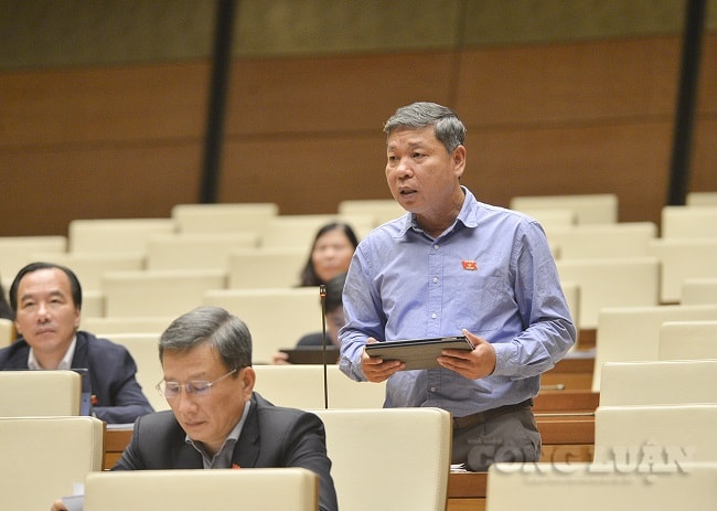 Đại biểu Nguyễn Hoàng Mai (đoàn Tiền Giang) phát biểu tại phiên thảo luận trước Quốc hội.