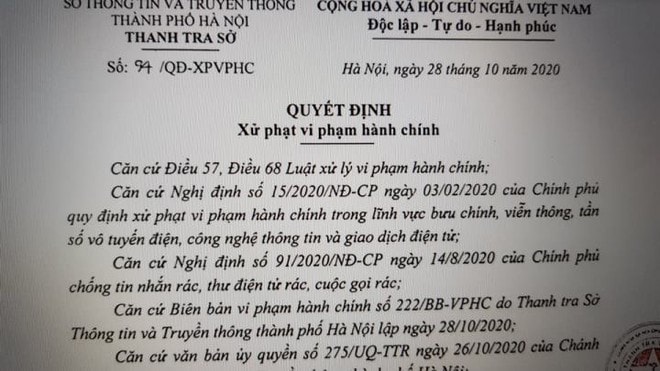 Quyết định xử phạt