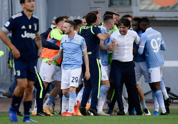 Câu lạc bộ Lazio ăn mừng vì có trận hòa với Juventus. Ảnh: Getty