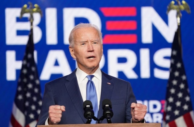 Joe Biden phát biểu về kết quả bầu cử ở Wilmington, Delaware - Ảnh: Kevin Lamarque / Reuters