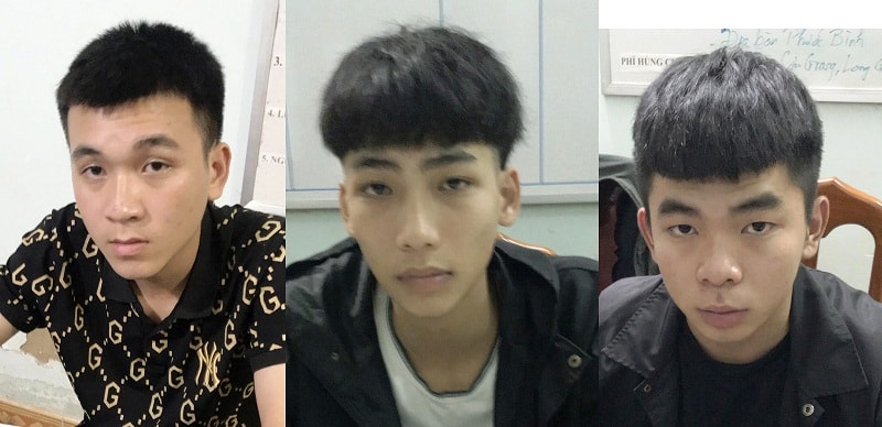 3 đối tượng hành hung em Nguyễn Thời Duy (học sinh lớp 12 Trường THPT Phước Long, tỉnh Bình Phước) đã ra đầu thú. Ảnh: kinhtedothi.vn