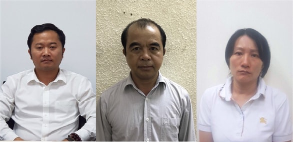 Các bị can Hòa, Quang, Thùy (từ trái qua). Ảnh: tuoitre.vn