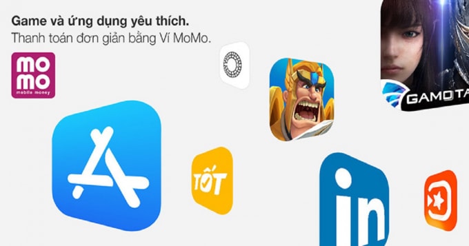 Một quảng cáo của Ví điện tử Momo khi cho phép thanh toán các game trên kho ứng dụng.