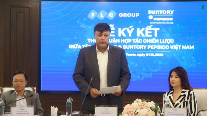 Ông Jahanzeb Khan, Tổng giám đốc Suntory PepsiCo Vietnam phát biểu tại sự kiện.