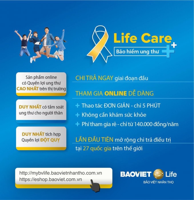 LIFE CARE có mức chi trả Ung thý cao nhất trên thị trường.
